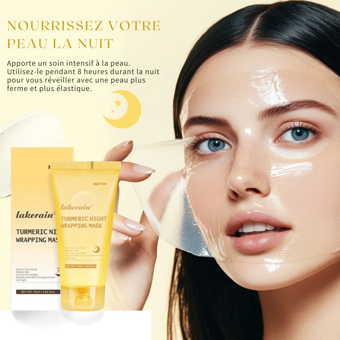 MASQUE ENVELOPPANT À L'ACIDE KOJIQUE ET AU CURCUMA